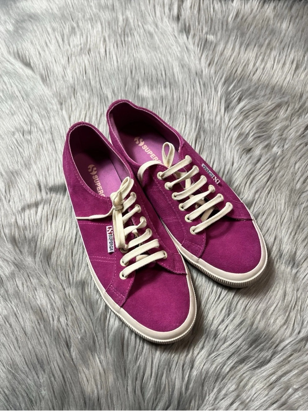 Superga Women’s Pink Suede Low Top Lace Up Sneakers 8.5